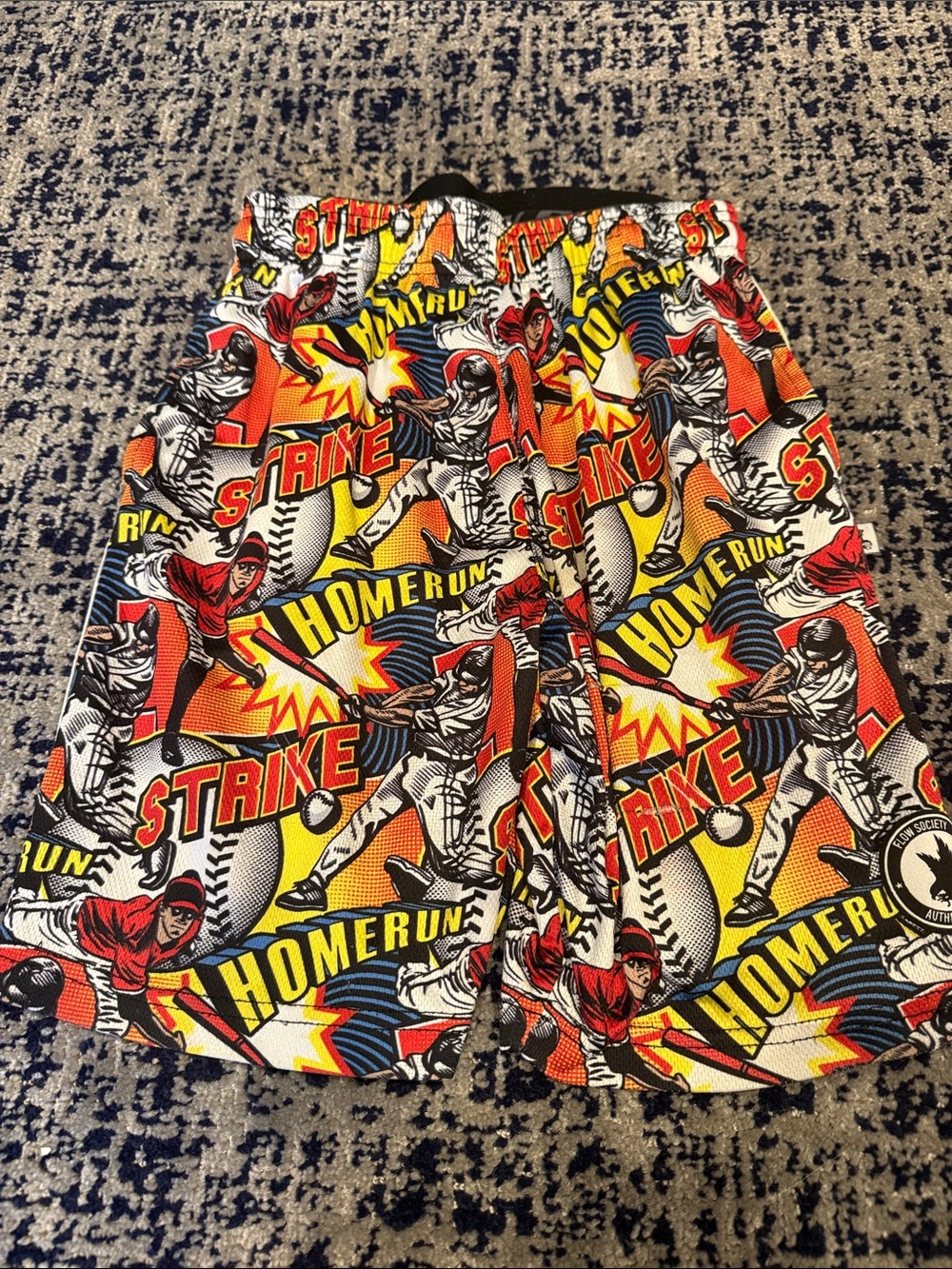 Kids Baseball Graphic Athletic Shorts in Red, Yellow, Blue, Black, White